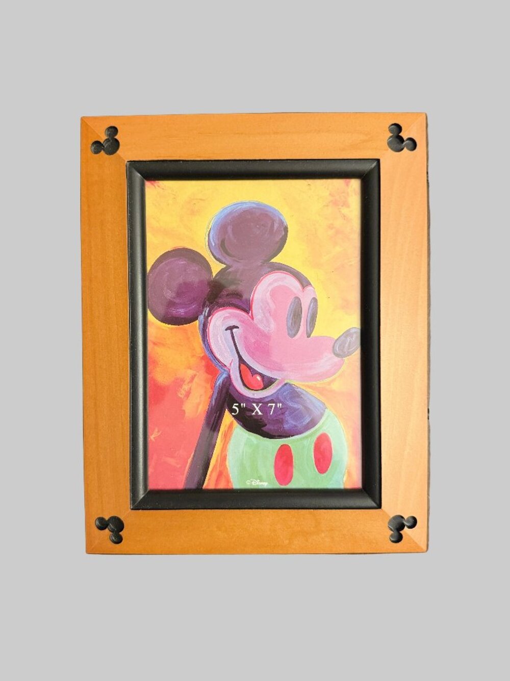 Disney Parks Mickey Mouse Wood Metal Icon Photo Frame 5x7